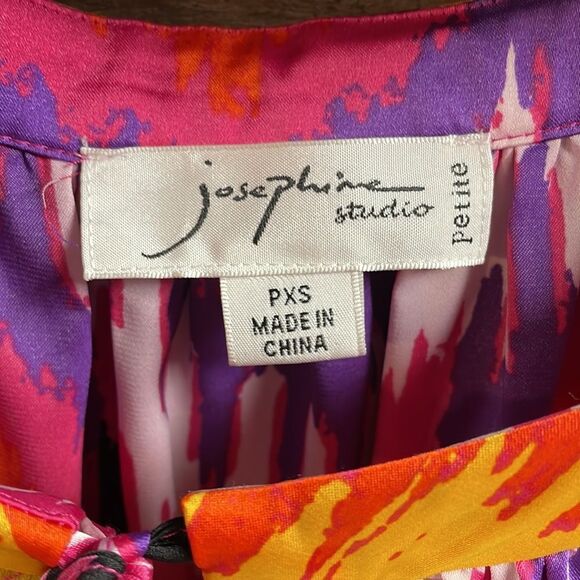 Josephine Studio Women’s Petite X Small Artsy Bright Pullover Dress Blouse Top - Picture 4 of 9